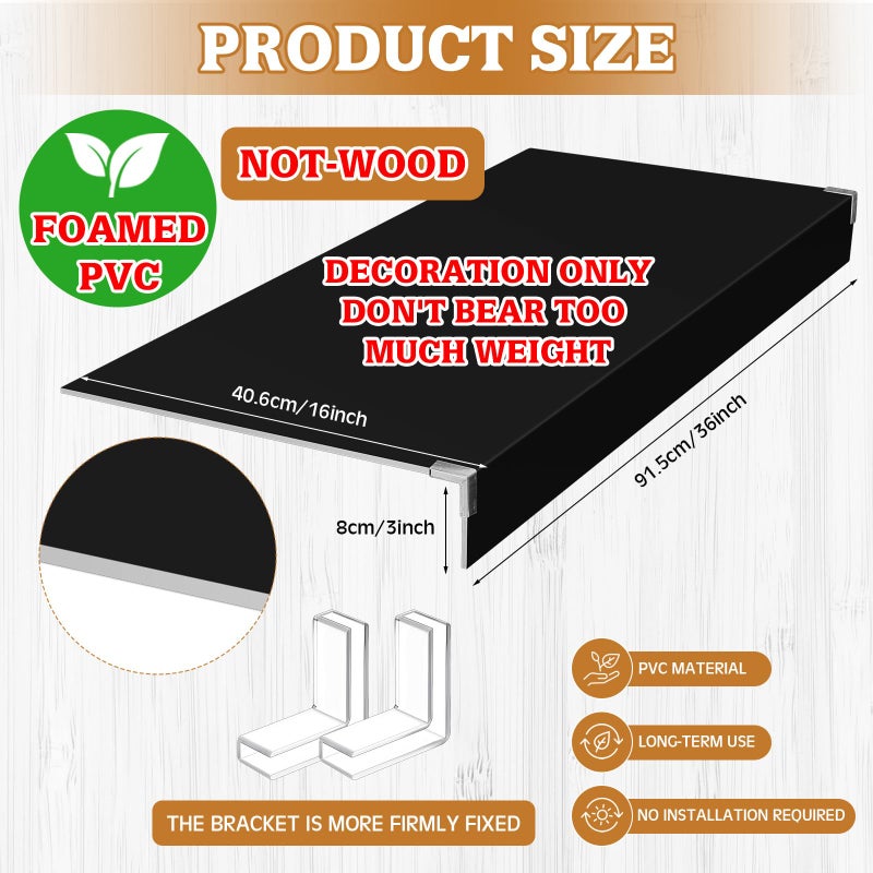 Hoolerry 5 Pcs Wire Shelf Covers Foamed PVC Wire Rack Covers for Removable Closet (Not Wood) Pantry Shelves for Cabinet Bathroom Kitchen Shelving Decoration(Black,36x16inch) - Image 2