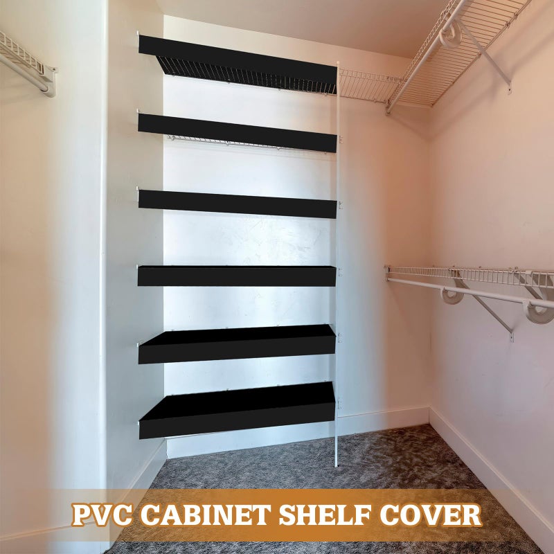 Hoolerry 5 Pcs Wire Shelf Covers Foamed PVC Wire Rack Covers for Removable Closet (Not Wood) Pantry Shelves for Cabinet Bathroom Kitchen Shelving Decoration(Black,36x16inch) - Image 4