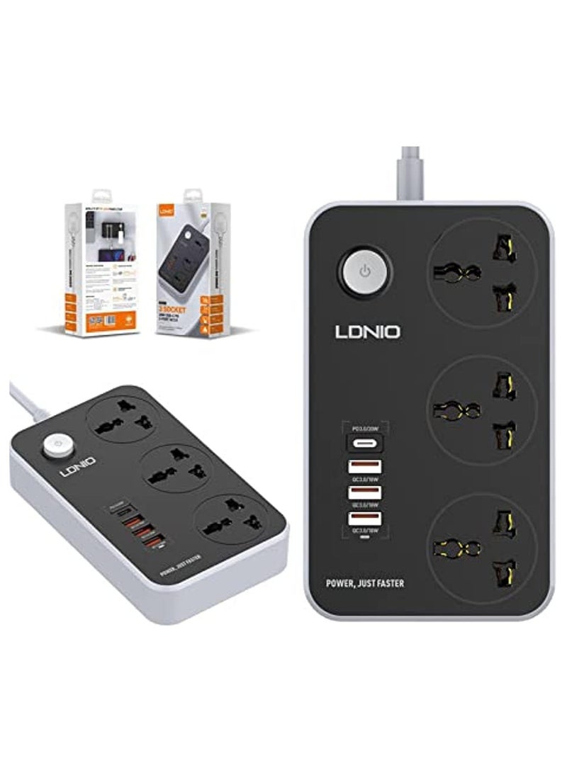 LDNIO SC3412 PD Fast Charge 20W Power Supply Cord and Charger with 3 Power Ports and 3 USB 3.0 Ports Fast Charge  - Image 1