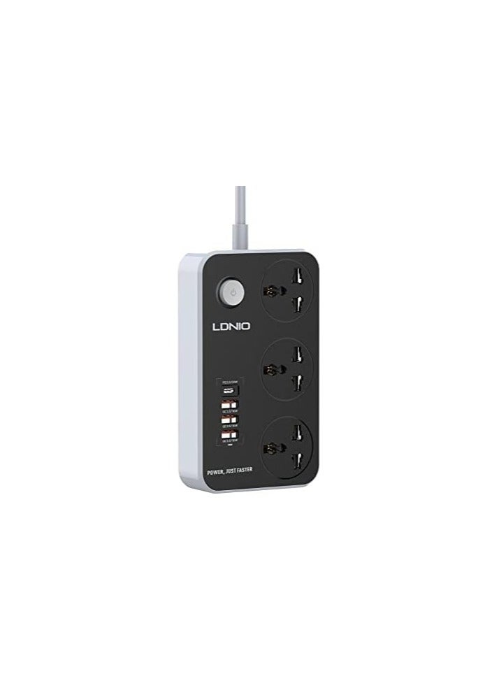 LDNIO SC3412 PD Fast Charge 20W Power Supply Cord and Charger with 3 Power Ports and 3 USB 3.0 Ports Fast Charge  - Image 5