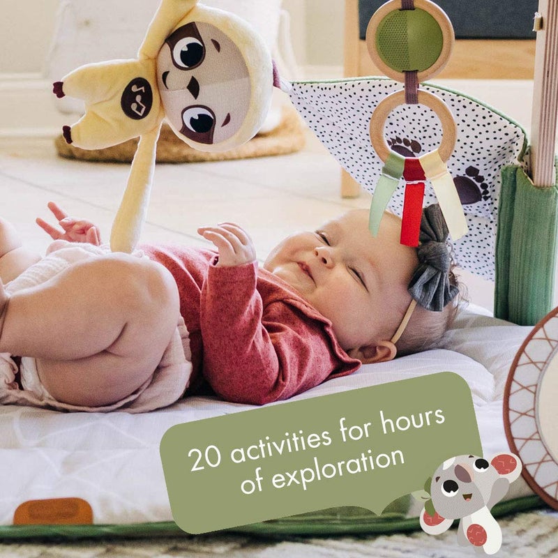 Tiny Love جيميني تنمية تيني لوف الفاخرة، صالة ألعاب خشبية أنيقة للأطفال مع موسيقى، 0+ أشهر، سجادة لعب للأطفال، 20 نشاط، لعبة موسيقية محمولة، أقمشة فاخرة، 12 بطاقة milestones، بوهو شيك - Image 2