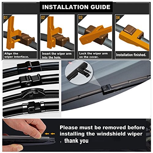 ANRDDO 2 Wipers Factory Replacement For 2004 2005 2006 2007 VW Touareg, 2003-2006 Porsche Cayenne Original Equipment Windshield Wiper Blades Set - 26"+26" Side Lock (Set of 2) Not for J HOOK - Image 5