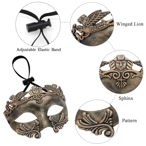 Coddsmz Couple Masquerade Metal Mask Roman Greek Man Mask Venetian Halloween Costume Ball Mask Mardi Gras Mask Cosplay Party Mask - Image 5