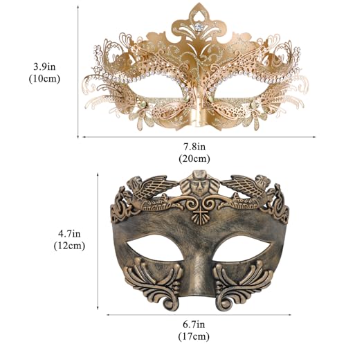 Coddsmz Couple Masquerade Metal Mask Roman Greek Man Mask Venetian Halloween Costume Ball Mask Mardi Gras Mask Cosplay Party Mask - Image 2