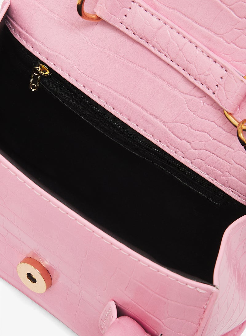 ELLA Croc Effect Mini Satchel Bag - Image 4