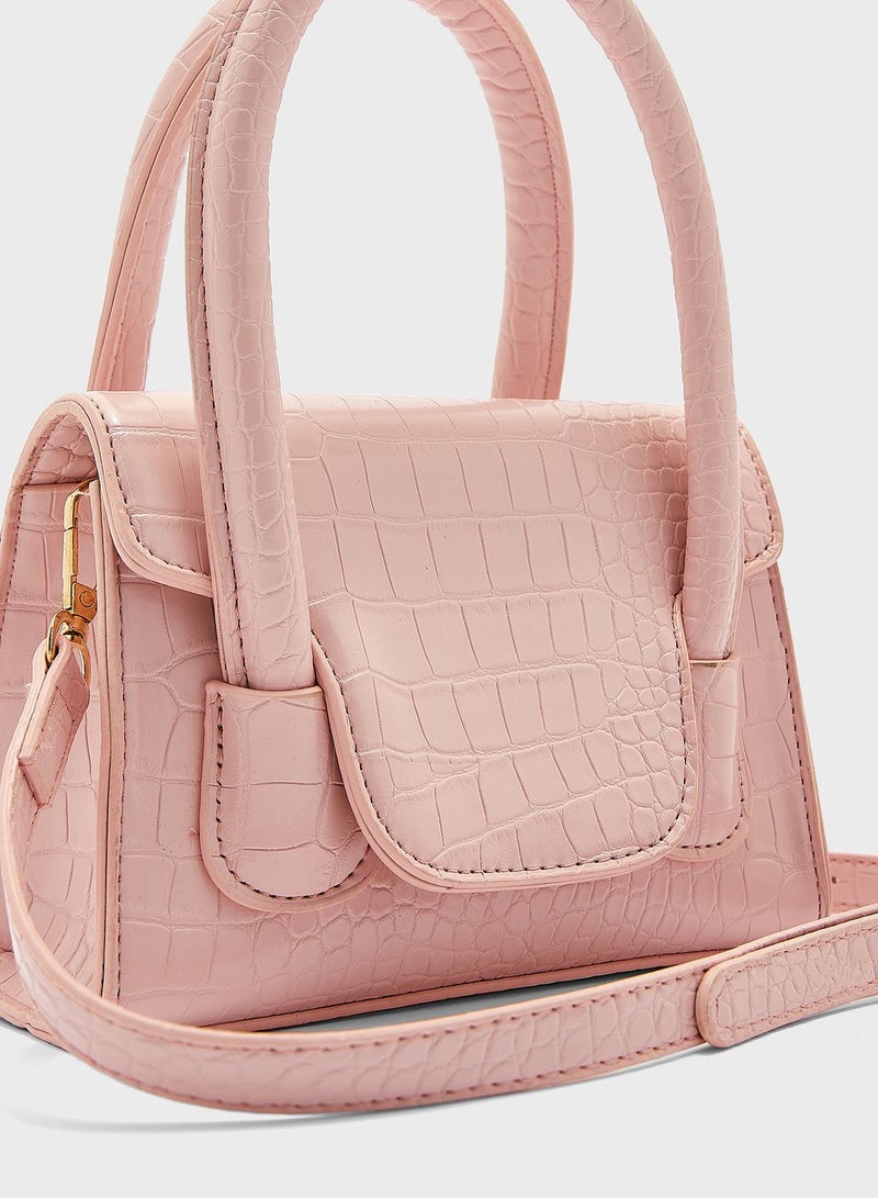 ELLA Croc Effect Mini Satchel Bag  - Image 4