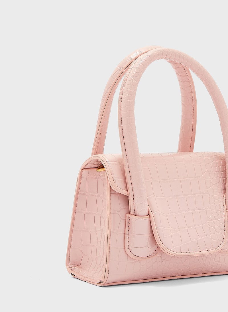 ELLA Croc Effect Mini Satchel Bag  - Image 3