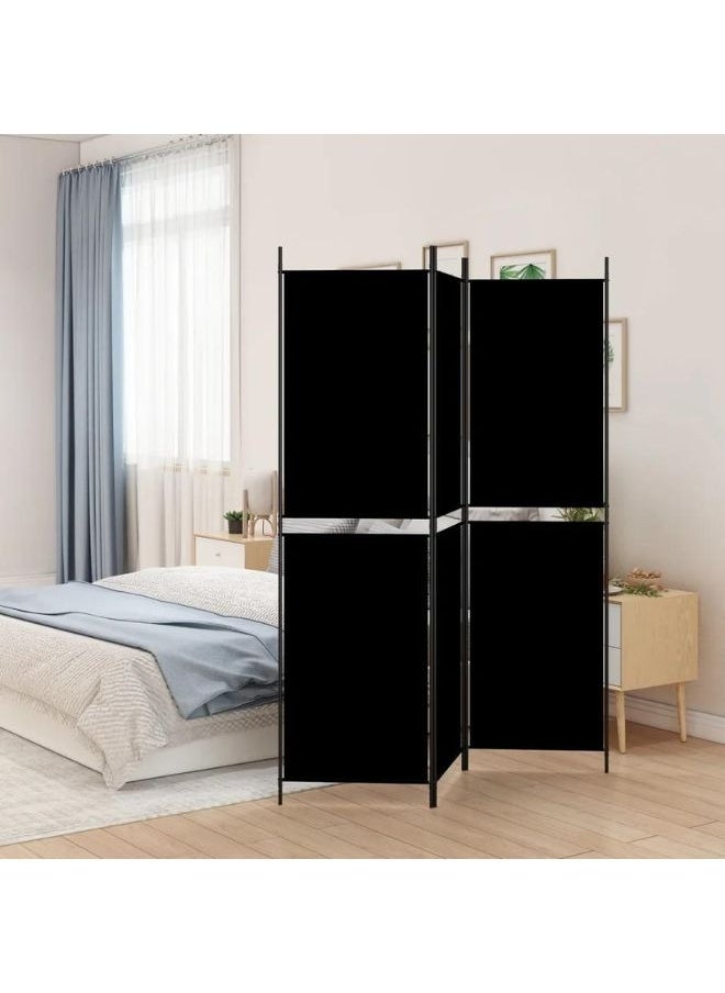 vidaxl - vidaXL 3-Panel Room Divider Black 150x200 cm Fabric - Image 1
