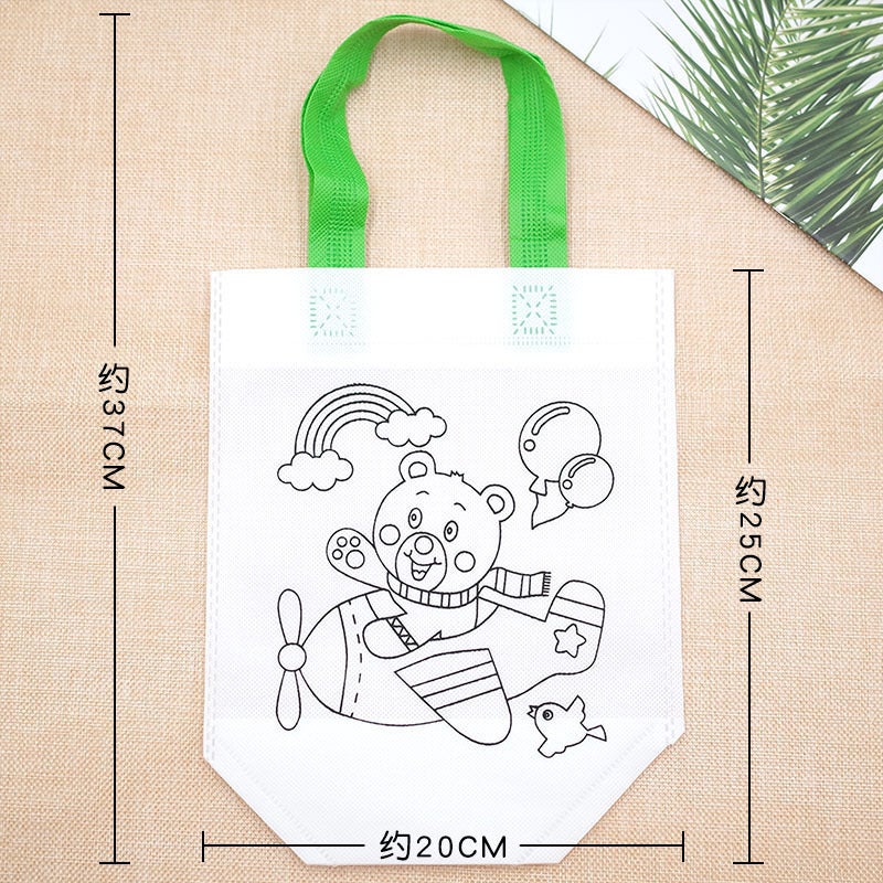 Non-Woven Graffiti Bag Diy Garbage Classification Bag Kidsren'S Hand-Painted Production Coloring Painting Handbag Material - Image 3