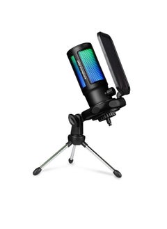FlashHawk Gaming USB Microphone for PC PS5,Condenser Mic with Quick Mute,RGB Indicator,Tripod Stand,Pop Filter,Shock Mount,Monitor Headphone  - Image 1