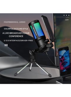 FlashHawk Gaming USB Microphone for PC PS5,Condenser Mic with Quick Mute,RGB Indicator,Tripod Stand,Pop Filter,Shock Mount,Monitor Headphone  - Image 2