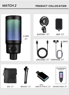 FlashHawk Gaming USB Microphone for PC PS5,Condenser Mic with Quick Mute,RGB Indicator,Tripod Stand,Pop Filter,Shock Mount,Monitor Headphone  - Image 4