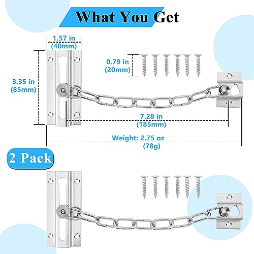 INBOF 2 Pack Door Chain Lock, Stainless Steel Chain Locks for Inside Door - Image 4