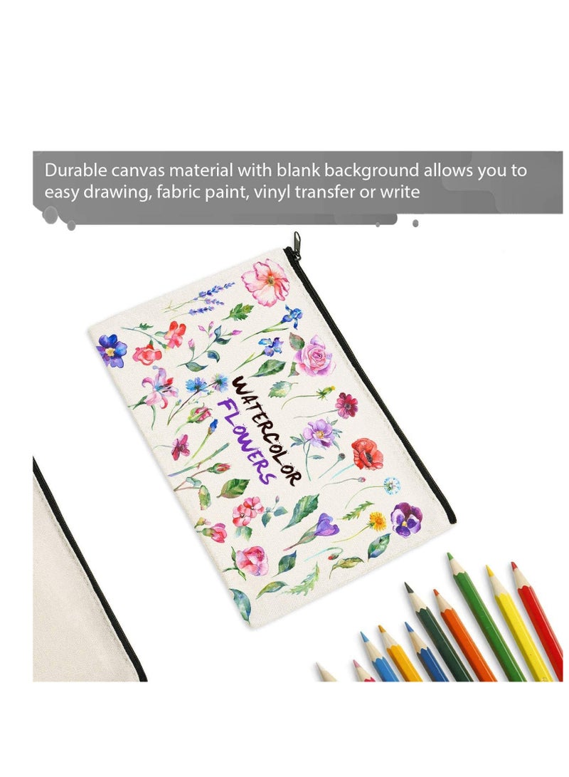 Canvas Makeup Bags Zipper Pouch Pencil Case Blank DIY Craft Cosmetic for Multi-purpose Travel Toiletry Bag, Gift 18 Pieces - Image 2