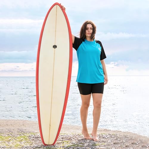 Davena Plus Size Rash Guard for Women 2 Piece Big Size Swimsuits Short Sleeve Bathing Suit with Bottom UV UPF 50+(Blcak,Cyan,3X) - Image 3
