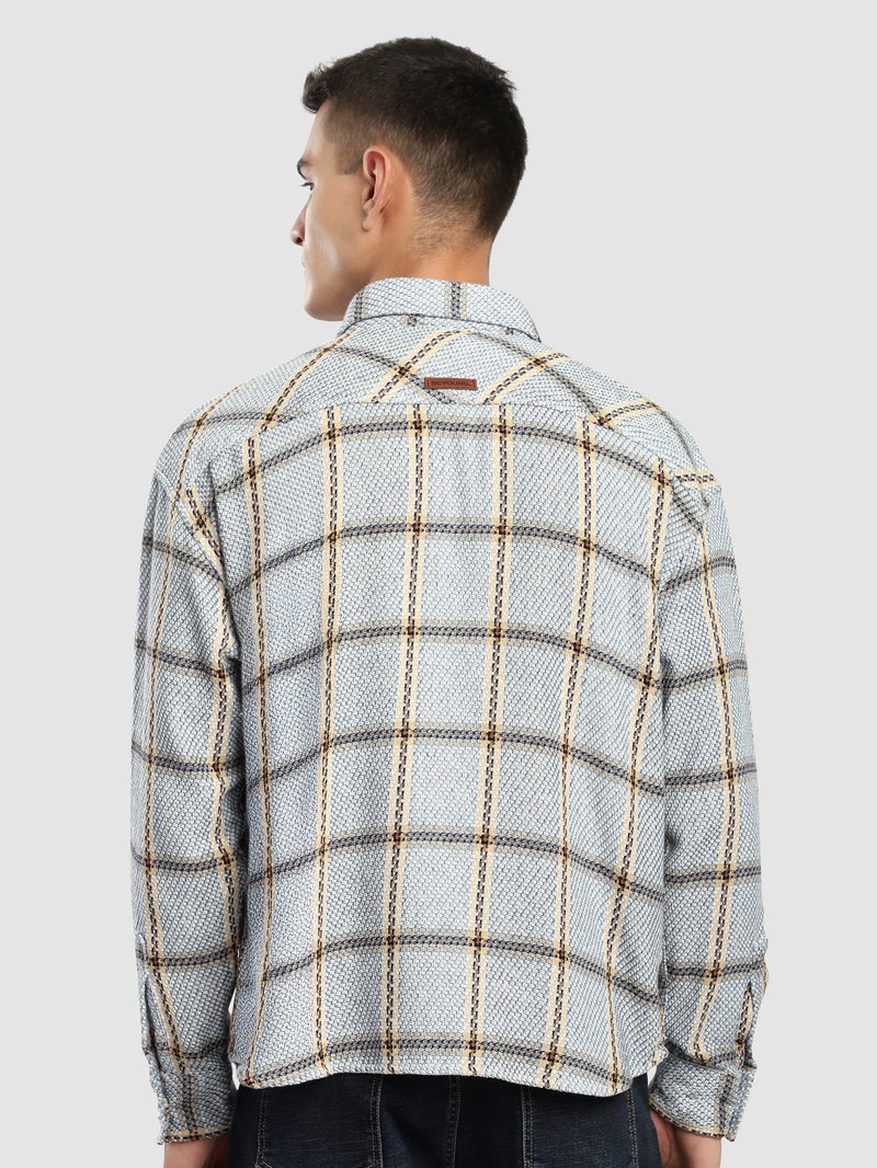 Beyoung Blue Cotton Flannel Overshirt - Image 3