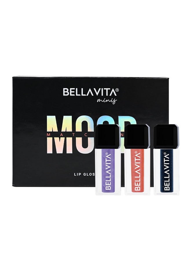 BELLAVITA BELLAVITA Mini Lip Gloss Set of 3 | 2ml each | Gift Set | Color Changing Based on pH | Glossy Finish | Hydrating & Non-sticky | Lip Gloss for Women | Gift Set for Women  - Image 1