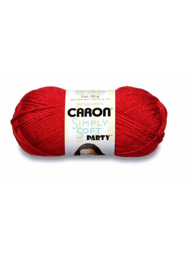 CARON Simply Soft Party Yarn (3-Pack) Rich Red Sparkle H97PAR-15 - Image 2