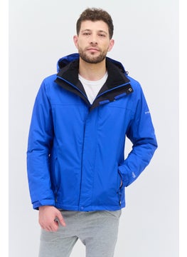 Trespass Men Hooded Long Sleeves Brand Logo Windbreaker Jacket, Blue  - Image 1