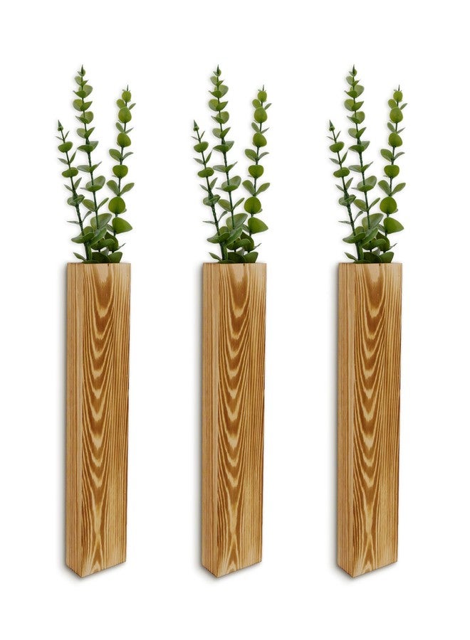 MOAMUN 3PC Wood Wall Planter, Boho Wood Room Hanging Vase, for Dried Flowers, Modern Farmhouse Wall Decor for Eucalyptus Stems Decorations Home Decor for Indoor Plants - Image 1