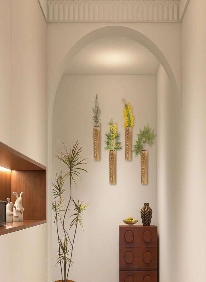 MOAMUN 3PC Wood Wall Planter, Boho Wood Room Hanging Vase, for Dried Flowers, Modern Farmhouse Wall Decor for Eucalyptus Stems Decorations Home Decor for Indoor Plants - Image 5