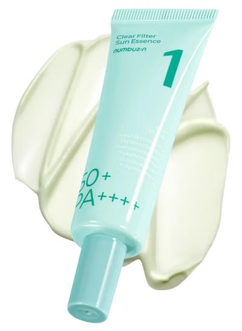 numbuzin No.1 Sunscreen | Clear Filter Sun Essence | No White Cast, Hydrating, Moisturizing, Cools Down, Light Finish | 50ml - Image 1