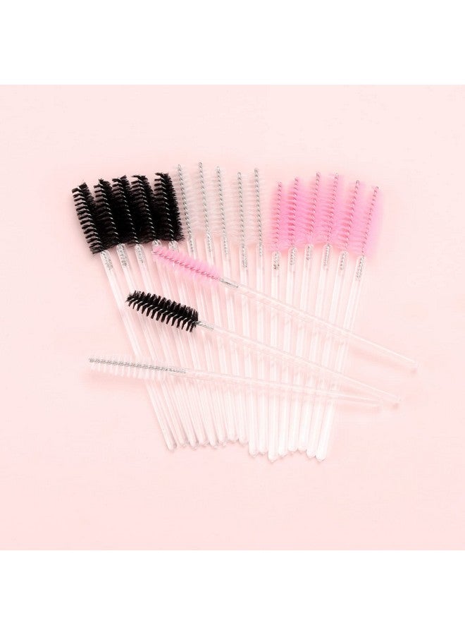 Tbestmax Tbestmax 300 Pcs Disposable Black White Pink Spoolies Mascara Wand Eyelashes Brushes for Eyebrow Eye Lash Extension in Clear Stick - Image 5