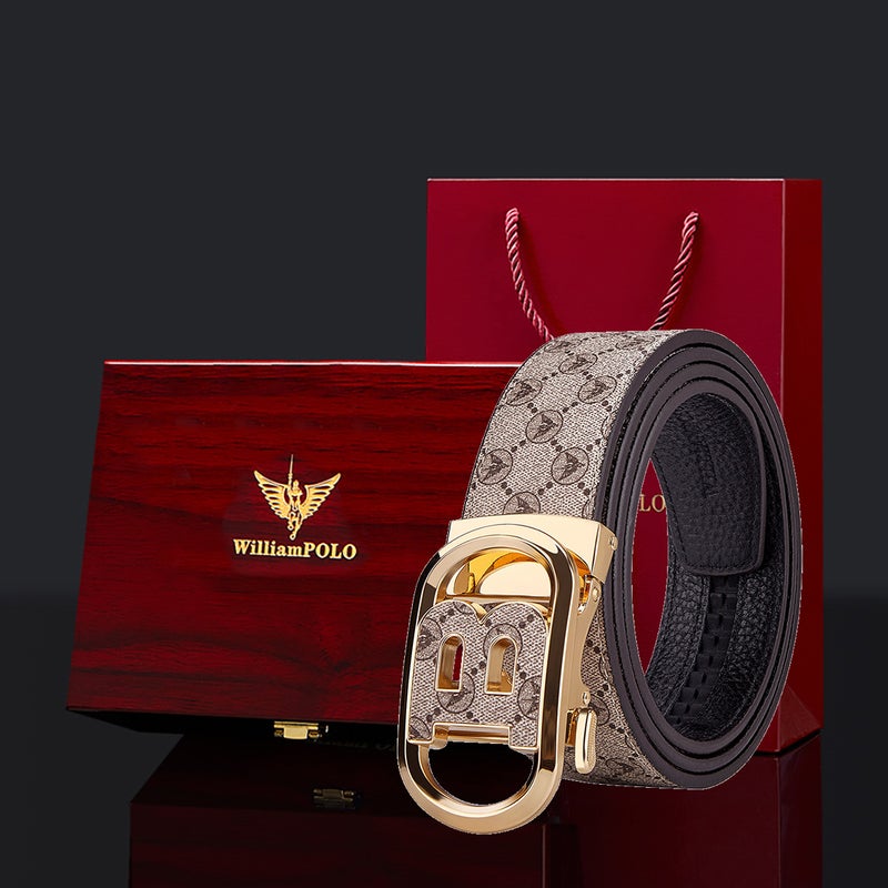 Williampolo Men's Leather Belt with Alloy Buckle - Durable, Stylish & Versatile