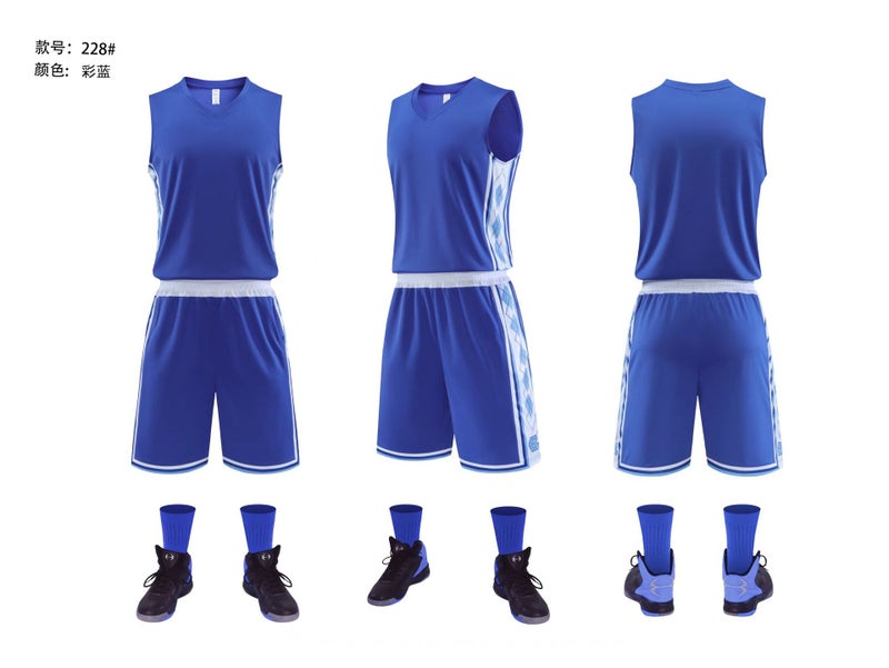 Generic 2022 North Carolina Kids Adult Basketball Uniform Set Color blue