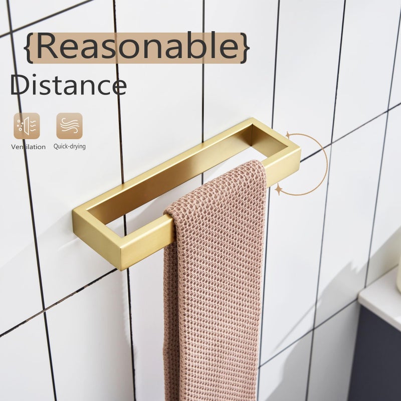 KOKOSIRI Towel Ring Brushed Gold Hand Towel Holder 9 Inch Kitchen Towel Hanger Rack Stainless Steel Bathroom Hardware Wall Mounted, 1 Pack B4008BG-L9 - Image 4