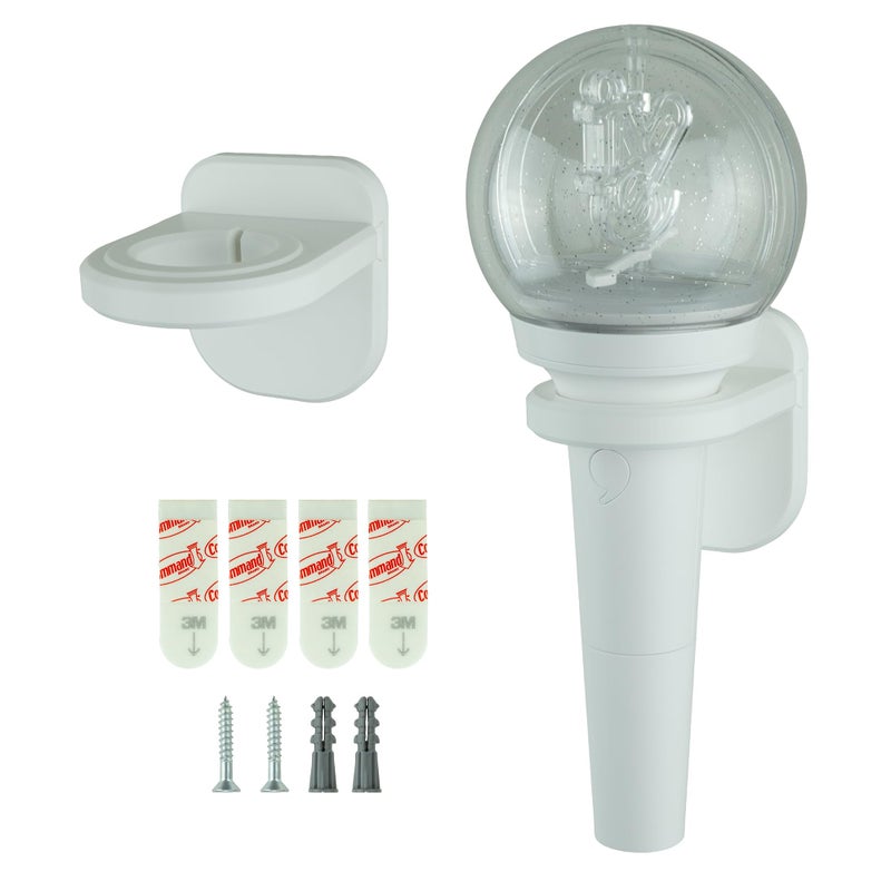 matterform Lightstick Wall Mount Holder Display Stand for KPop Light Stick Wall Mounted Lightstick Holder Adapter Included for Universal Size Compatibility White 2 Pack