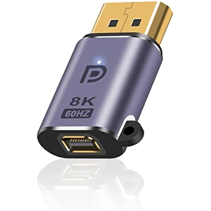 rayihni DISPLAYPORT TO MINI DISPLAYPORT ADAPTER 8K, DISPLAYPORT MALE TO MINI DISPLAYPORT FEMALE ADAPTER, DP 1.4V TO MINI DP ADAPTER, MINI DISPLAYPORT 1.2 ADAPTER FOR PC, SURFACE PRO, MONITOR, 1PCS - Image 1