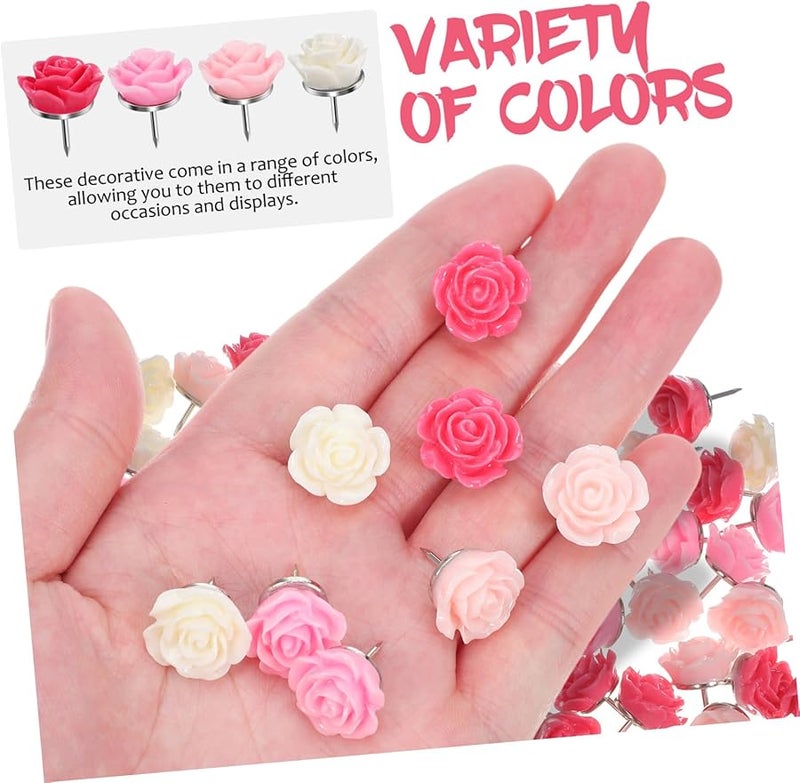 Tehaux 40 قطعة دبابيس وردية ديكورية للملصقات على لوحة الفلين باللون الوردي - Image 4