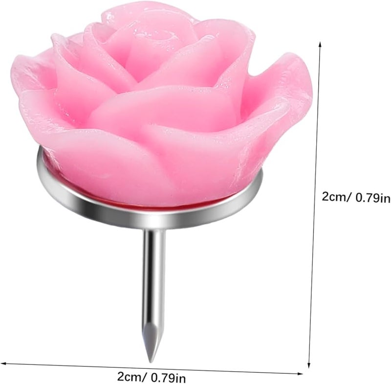 Tehaux 40 قطعة دبابيس وردية ديكورية للملصقات على لوحة الفلين باللون الوردي - Image 3