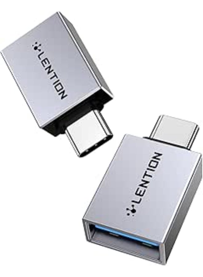 LENTION USB C to USB 3.0 Adapter (2 Pack), Type C Male to Type A Female Converter Compatible 2025-2016 MacBook Pro, New iPad Pro/Mac Air/Surface, Phone/Tablet, Stable Driver Certified (CB-C3, Gray) - Image 1