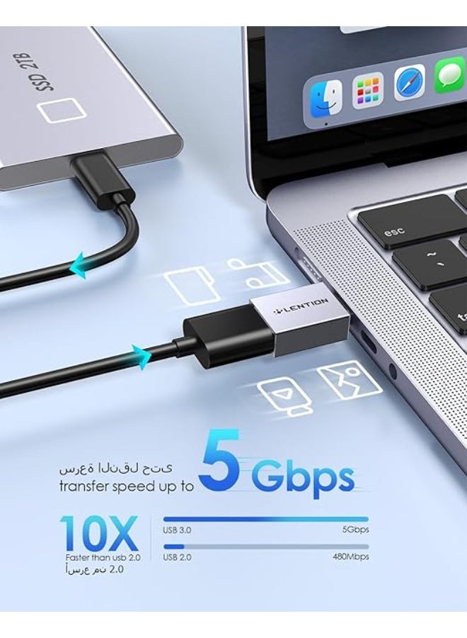 LENTION USB C to USB 3.0 Adapter (2 Pack), Type C Male to Type A Female Converter Compatible 2025-2016 MacBook Pro, New iPad Pro/Mac Air/Surface, Phone/Tablet, Stable Driver Certified (CB-C3, Gray) - Image 4