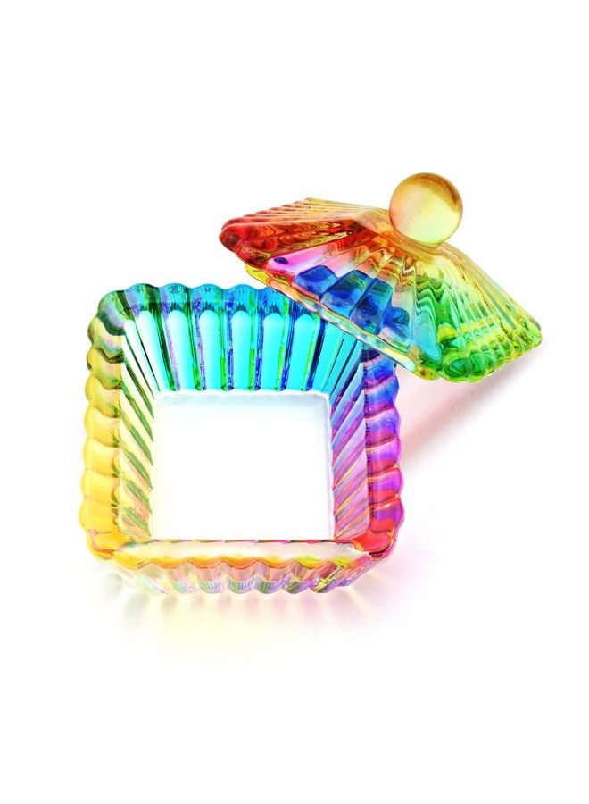 Honey Joy Crystal Colored Glaze Trapezoid Shape Acrylic Liquid Powder Glass Dappen Dish Glass Cup W Cap Lid Bowl For Acrylic Nail Art Transparent Kit Napb036Trapezoid - Image 3