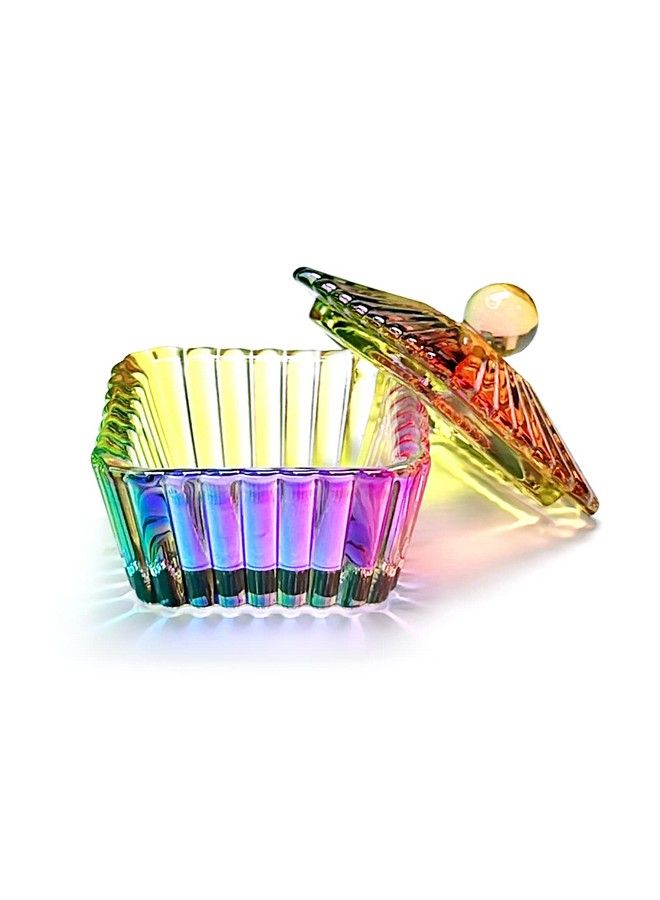 Honey Joy Crystal Colored Glaze Trapezoid Shape Acrylic Liquid Powder Glass Dappen Dish Glass Cup W Cap Lid Bowl For Acrylic Nail Art Transparent Kit Napb036Trapezoid - Image 2