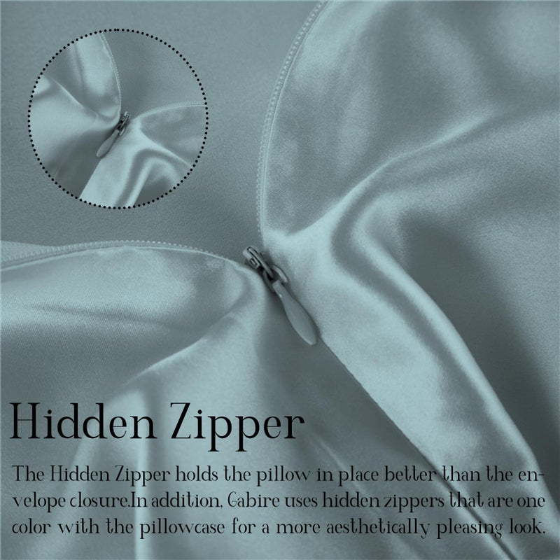 Gabire Mulberry Silk Pillow Case for Hair and Skin Prevent Acne Pillowcases Both Sides Real Silk Pillowcases Organic Silk Pillowcase with Hidden Zipper  Haze Blue  Queen (20""?30"") - Image 4