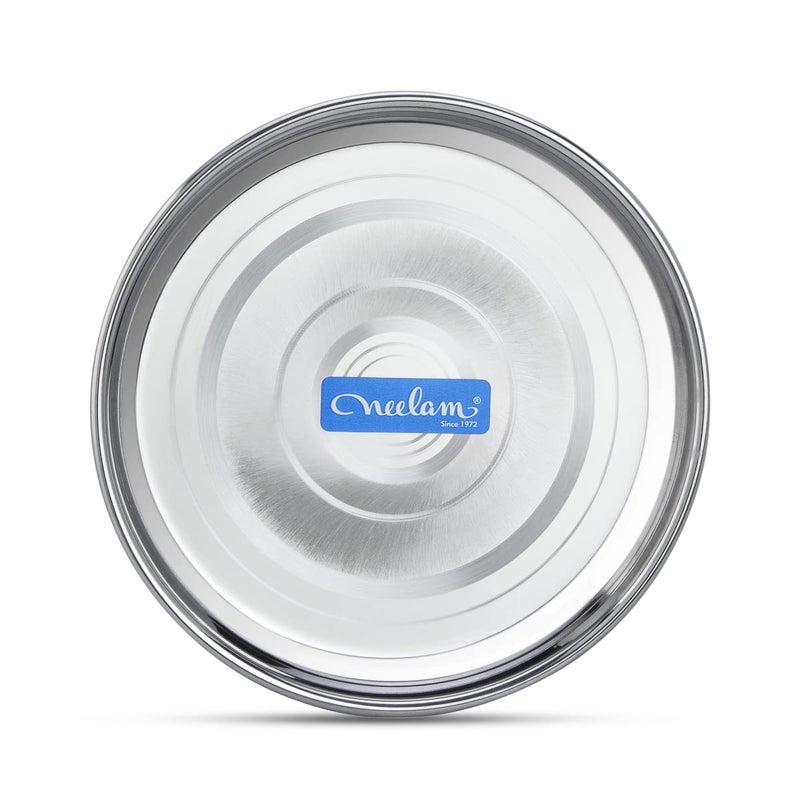 Neelam Stainless Steel 12, 22 Gauge, Diamond Buffet Plate, 28 cm, Set of 12, Perfect for Daily Usage, Dishwasher Safe, Plates for Home, Cafe, Restaurants, Parties, Long-Lasting, Easy to Clean, Sliver - Image 4