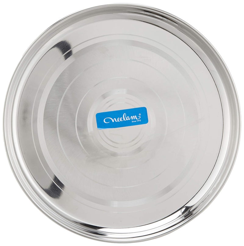 Neelam Stainless Steel 12, 22 Gauge, Diamond Buffet Plate, 28 cm, Set of 12, Perfect for Daily Usage, Dishwasher Safe, Plates for Home, Cafe, Restaurants, Parties, Long-Lasting, Easy to Clean, Sliver - Image 1
