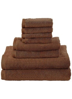 MAXQON 8-Pieces Towel Set - 100% Cotton 600 GSM, 2xBath Towel(70x140cm), 2xHand Towel(45x75cm), 4xFace Towel(30x30cm), Highly Absorbent Super Durable, Color-Brown  - Image 1