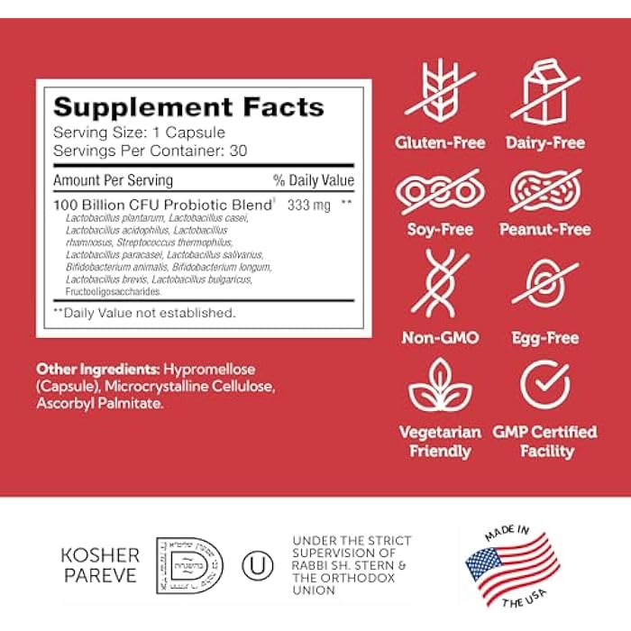 Zahler BioDophilus100-100 Billion Probiotic - 100 Billion CFU 11-Strain Gut Health Probiotic Supplement - Prebiotics/Probiotics for Digestive Health, Probiotics for Women and Men. (30 Ct) - Image 5