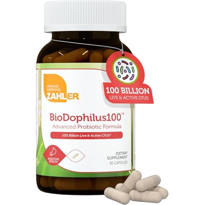 Zahler BioDophilus100-100 Billion Probiotic - 100 Billion CFU 11-Strain Gut Health Probiotic Supplement - Prebiotics/Probiotics for Digestive Health, Probiotics for Women and Men. (30 Ct) - Image 1