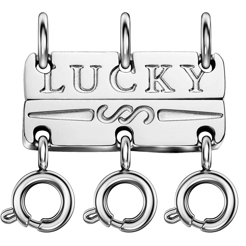 Qulltk Lucky Necklace Separator for Layering Strong Magnetic Clasps, 14K Gold and Silver Multiple Necklace Clasps for Layered Look - Image 1