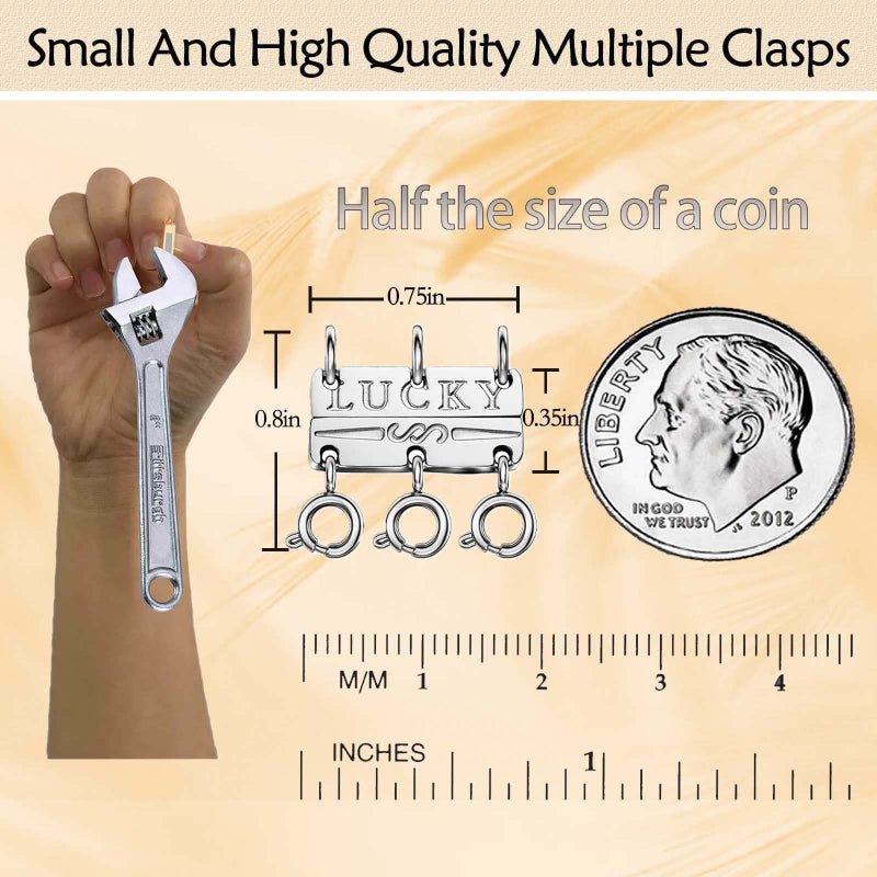 Qulltk Lucky Necklace Separator for Layering Strong Magnetic Clasps, 14K Gold and Silver Multiple Necklace Clasps for Layered Look - Image 3