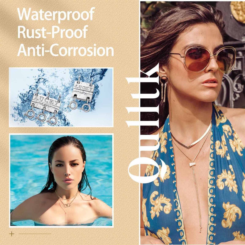 Qulltk Lucky Necklace Separator for Layering Strong Magnetic Clasps, 14K Gold and Silver Multiple Necklace Clasps for Layered Look - Image 4