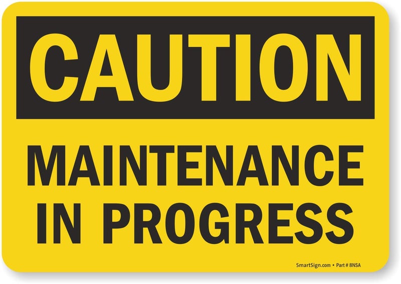 SmartSign "Caution - Maintenance In Progress" Label | 7" x 10" Laminated Vinyl - Image 1