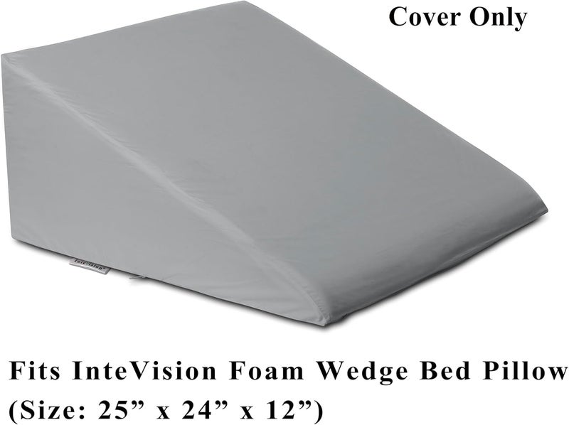 InteVision 400 Thread Count, 100% Egyptian Cotton Bed Wedge Pillowcase; Replacement Cover Designed to Fit The 12" (Height) Version of The Foam Wedge Bed Pillow (25" x 24" x 12") (Gray) - Image 2