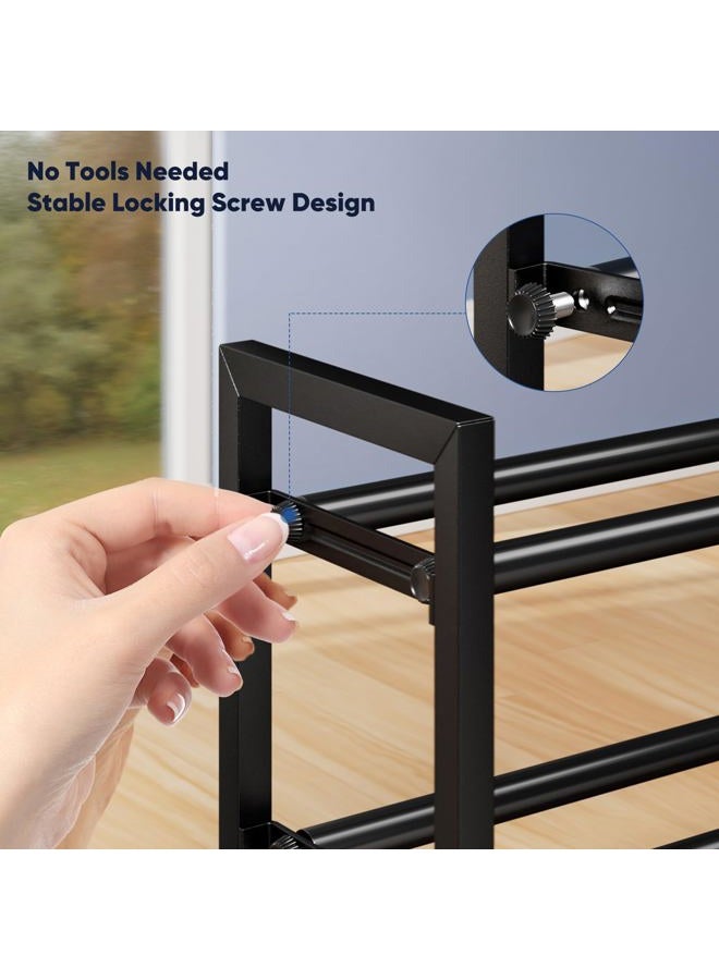 Abiglifty 2-Tier Expandable Shoe Rack，17"-33" Adjustable Shoe Rack for Closet，Metal Shoes Shelves for Front Door Entrance, Garage & Corridor, Free Standing Shoe Holders, Easy to Assemble,Black - Image 4